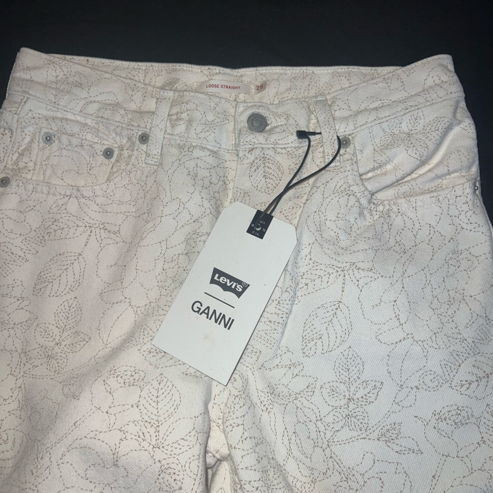Brand new womens levis x ganni floral print wide leg jeans with tags attached